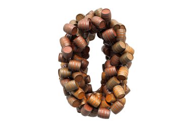 Tahta varillerden 0 numara, beyaz arkaplanda 3 boyutlu görüntüleme