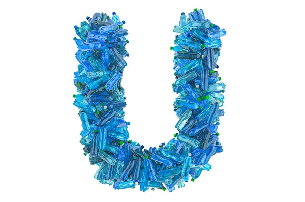 ペットボトルからの手紙U 白い背景に隔離された3Dレンダリング — ストック写真