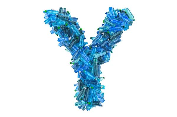 Літера Пластикових Пляшок Води Візуалізація Ізольована Білому Тлі — стокове фото