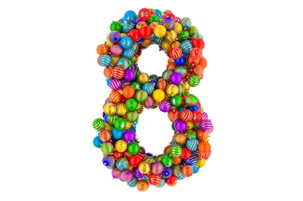 Número Bolas Natal Coloridas Fonte Xmas Balls Renderização Isolada Fundo — Fotografia de Stock