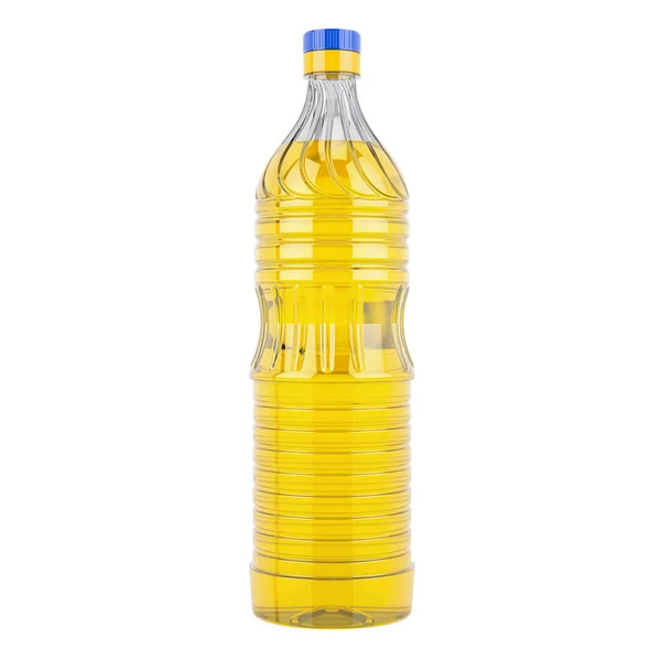 プラスチックボトルのオイル 白い背景に隔離された3Dレンダリング — ストック写真