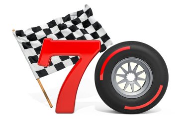 70. Yıldönümü Formula 1 kavramı, 3 boyutlu görüntüleme beyaz arkaplanda izole edildi