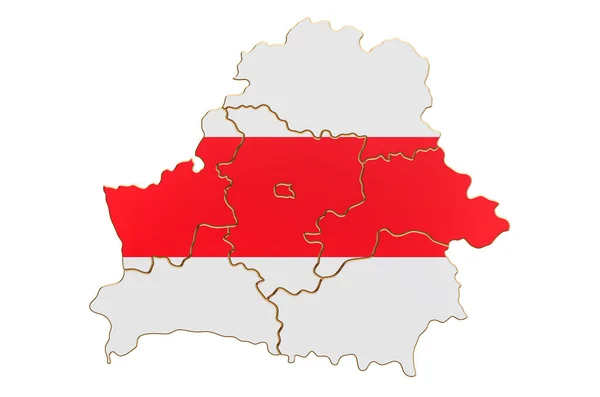 Běloruská Mapa Bílo Červenobílou Vlajkou Běloruské Demokratické Republiky Vykreslování Izolované — Stock fotografie