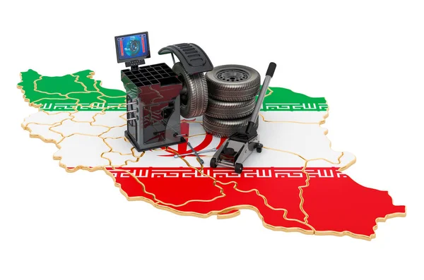 Instalación Neumáticos Servicio Automóviles Concepto Irán Representación Aislada Sobre Fondo — Foto de Stock