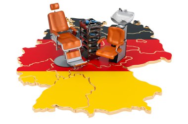 Almanya konseptinde kuaförlük ve berber hizmetleri. Beyaz arkaplanda 3B görüntüleme izole edildi 