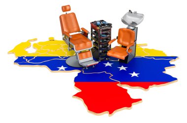 Venezuela konseptinde kuaförlük ve berber hizmetleri. Beyaz arkaplanda 3B görüntüleme izole edildi 
