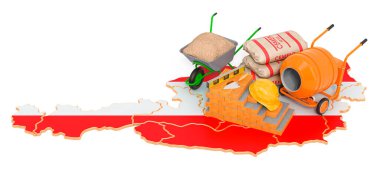 Avusturya konseptinde yapı ve yapı malzemeleri, 3 boyutlu görüntüleme beyaz arka planda izole edildi  