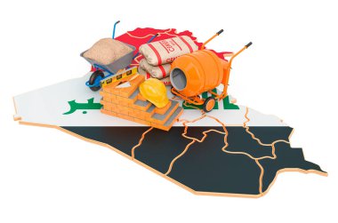 Irak 'ta Yapılandırma ve Yapılandırma Malzemeleri, 3D görüntüleme beyaz arka planda izole  