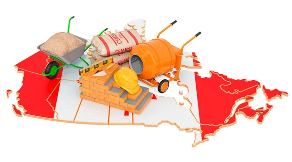 Concepto Construcción Materiales Construcción Canadá Representación Aislada Sobre Fondo Blanco — Foto de Stock