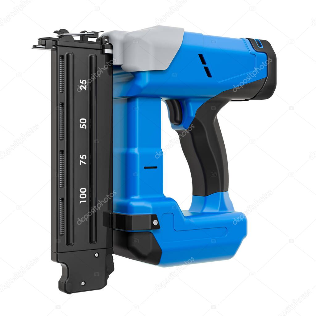 Electric nail gun, 3D rendering isolated on white background