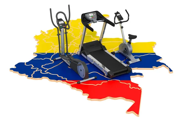 Clubs Sportifs Colombie Fitness Équipements Exercice Sur Carte Colombienne Rendu — Photo