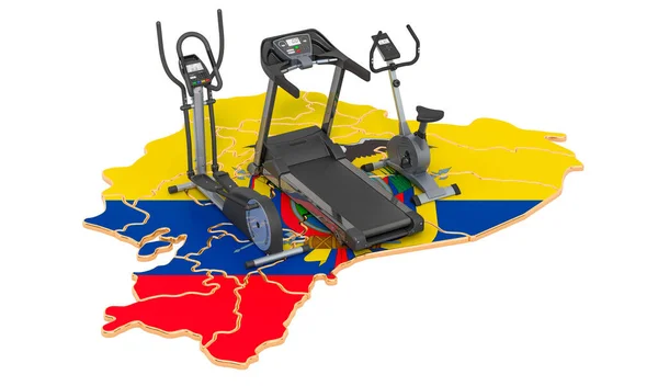Sportklubok Ecuadorban Fitness Tornaterem Ecuadori Térképen Renderelés Elszigetelt Fehér Háttér — Stock Fotó
