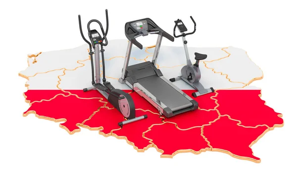 Sport Klubok Lengyelországban Fitness Tornaterem Lengyel Térképen Renderelés Elszigetelt Fehér — Stock Fotó