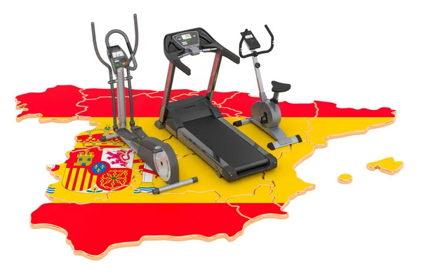 Clubes Deportivos España Fitness Equipos Ejercicio Mapa Español Representación Aislada — Foto de Stock