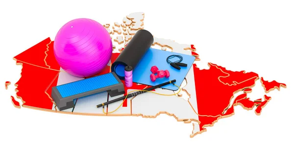 Fitness Canadá Gimnasio Equipos Mapa Canadiense Representación Aislada Sobre Fondo — Foto de Stock