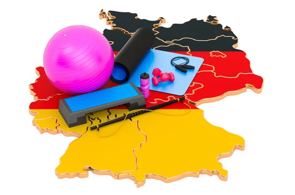 Lämplighet Tyskland Gym Utrustning Tysk Karta Rendering Isolerad Vit Bakgrund — Stockfoto