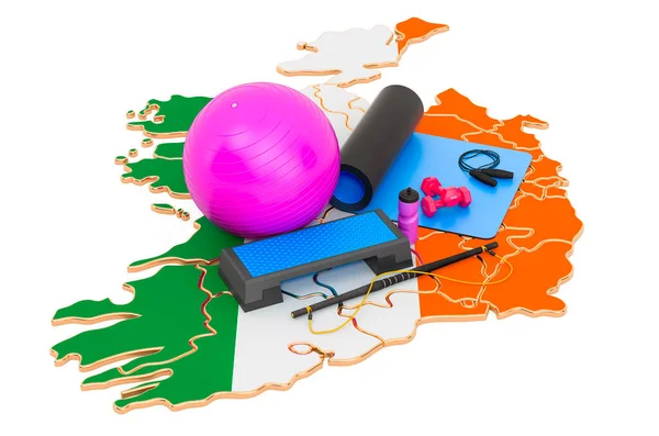 Γυμναστική Στην Ιρλανδία Εξοπλισμός Γυμναστηρίου Στον Ιρλανδικό Χάρτη Απόδοση Απομονωμένη — Φωτογραφία Αρχείου