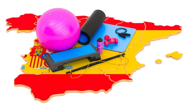 Γυμναστική Στην Ισπανία Εξοπλισμός Γυμναστηρίου Στον Ισπανικό Χάρτη Απόδοση Απομονωμένη — Φωτογραφία Αρχείου