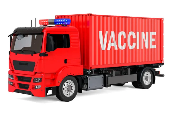 Aşıyla Dolu Bir Kamyon Aşıların Taşınması Beyaz Arkaplanda Boyutlu Görüntüleme — Stok fotoğraf