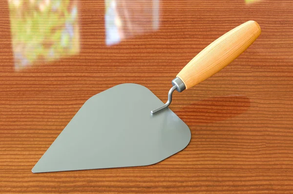 Masonry Trowel Wooden Table Rendering — Stock Photo, Image