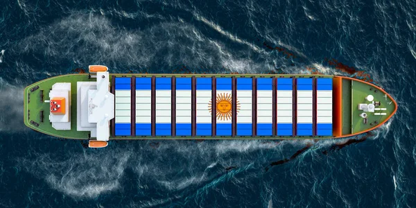 Nave Carico Con Container Carico Argentini Che Navigano Nell Oceano — Foto Stock