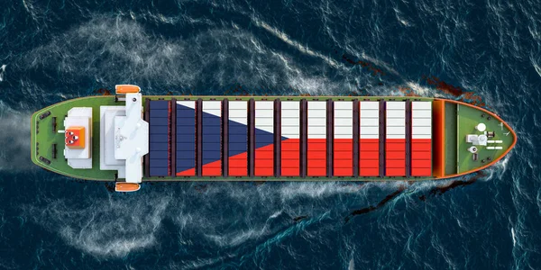 Buque Carga Con República Checa Contenedores Carga Que Navegan Océano —  Fotos de Stock