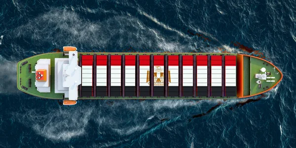 Nákladní Loď Egyptské Nákladní Kontejnery Plachtění Oceánu Vykreslování — Stock fotografie