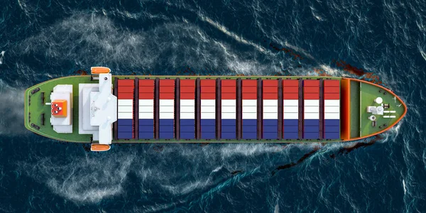 Nave Carico Con Container Carico Olandesi Che Navigano Nell Oceano — Foto Stock