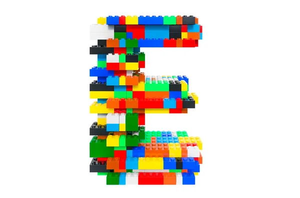 彩色建筑玩具块的字母E 白色背景下的3D渲染 — 图库照片
