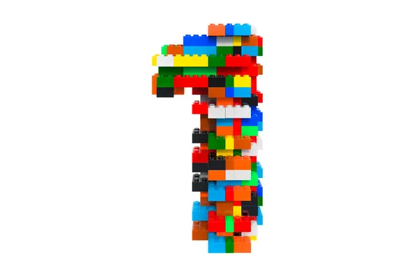 Numer Kolorowych Bloków Zabawek Budowlanych Renderowanie Białym Tle — Zdjęcie stockowe