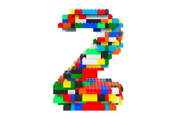 彩色建筑玩具块2号 白色背景上的3D渲染隔离 — 图库照片