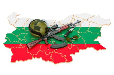 Bulgaristan 'da askeri güç, ordu veya savaş çatışması. Beyaz arkaplanda 3B görüntüleme izole edildi