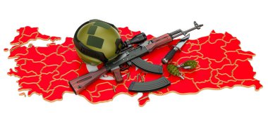 Türkiye 'de askeri güç, ordu ya da savaş kavramı. Beyaz arkaplanda 3B görüntüleme izole edildi