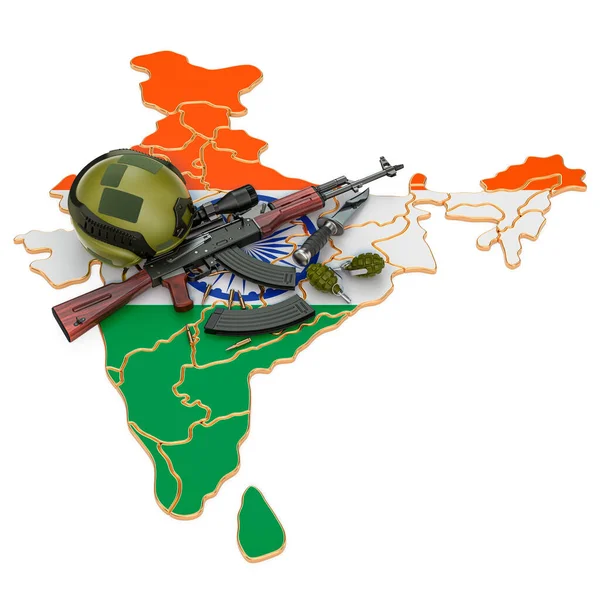 Vojenské Síly Armáda Nebo Válečný Konflikt Indii Koncept Vykreslování Izolované — Stock fotografie