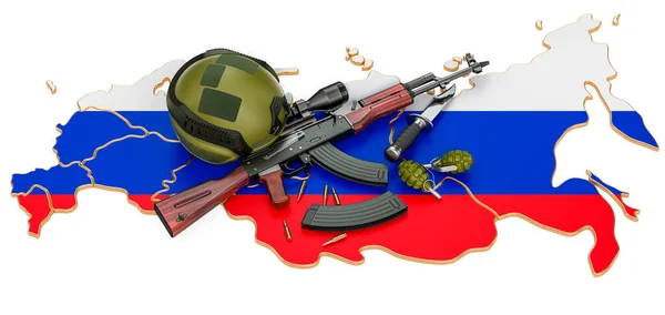 ロシアの概念における軍事力 軍隊または戦争紛争 白い背景に隔離された3Dレンダリング — ストック写真