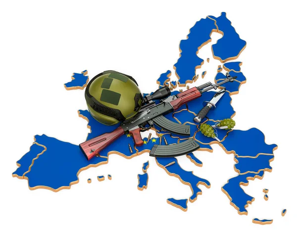 Katonai Erő Hadsereg Vagy Háborús Konfliktus Európai Unió Koncepciójában Renderelés — Stock Fotó