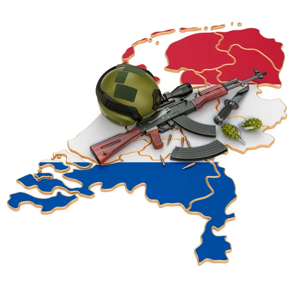 Military force, army or war conflict in the Netherlands concept. 3D rendering isolated on white background
