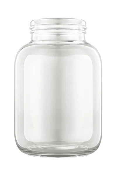 Empty Glass Jar Rendering Isolated White Background — Stock Photo, Image