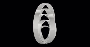 Abstract metallic concentric rings rotation animation, seamlessly loopable. 3D rendering isolated on transparent background
