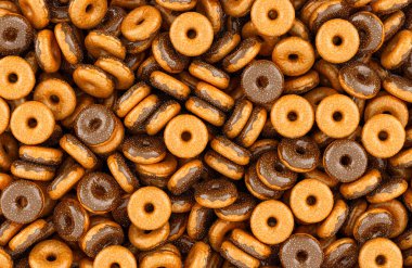 Çikolata kaplı donutlar, arka plan. 3B görüntüleme