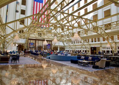 The lobby of the Trump International hotel in Washington, DC.  February 2020.Trump Hotel LobbyT