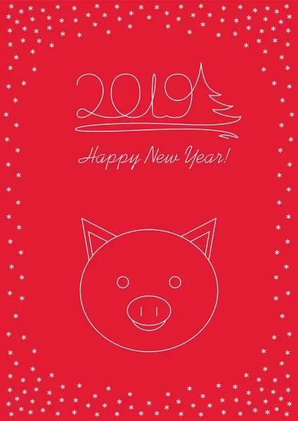 Domuz gülümseyen 2019 yeni yıl kartı