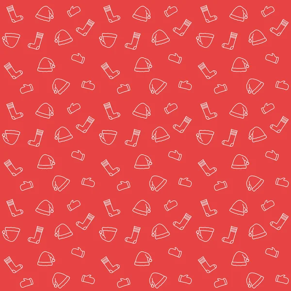 Noel şapka, çorap ve mitten ile Seamless modeli