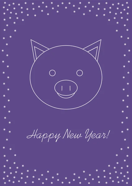 Mutlu yeni yıl kartı domuz gülümseyen