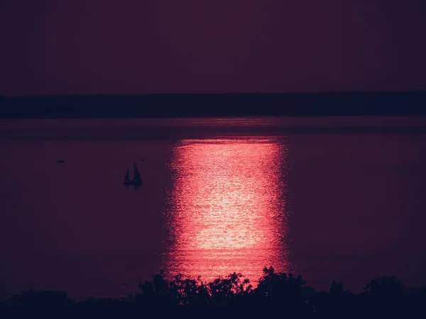 ピンクの夕日海 — ストック写真