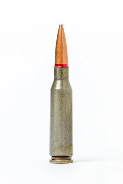 Munition Aus Kalaschnikow Sturmgewehr Isoliert Auf Weißem Hintergrund — Stockfoto