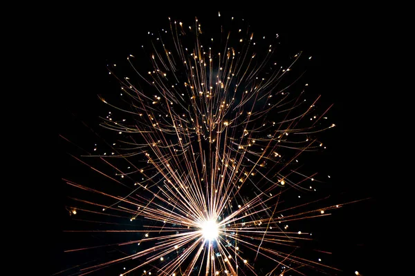 Bright Colorful Fireworks Dark Sky Background — Stock Photo, Image