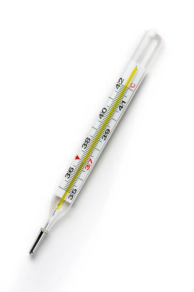 Medische thermometer glas geïsoleerd op witte achtergrond — Stockfoto