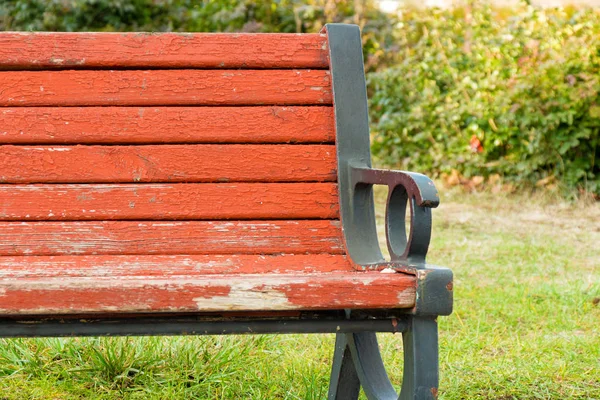 一个美丽阳光明媚的日子在公园里的长凳上 — 图库照片