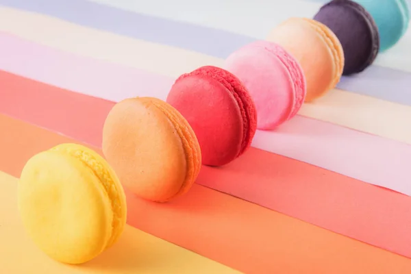 Kleurrijke Macarons Bitterkoekjes Dessert Zoete Mooi Eten — Stockfoto